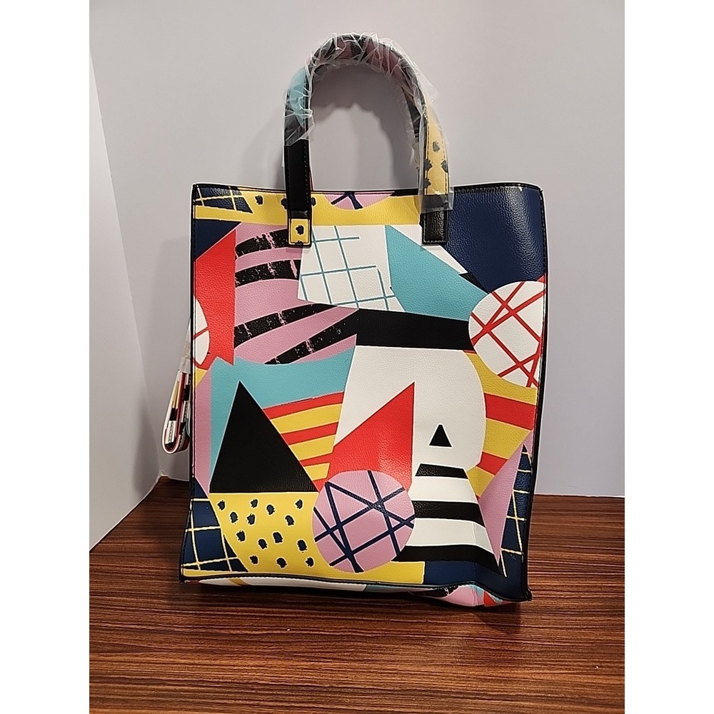 Plunder Colorful Exclusive Palooza Geometric Handbag Tote with Extra Strap - Picture 3 of 6